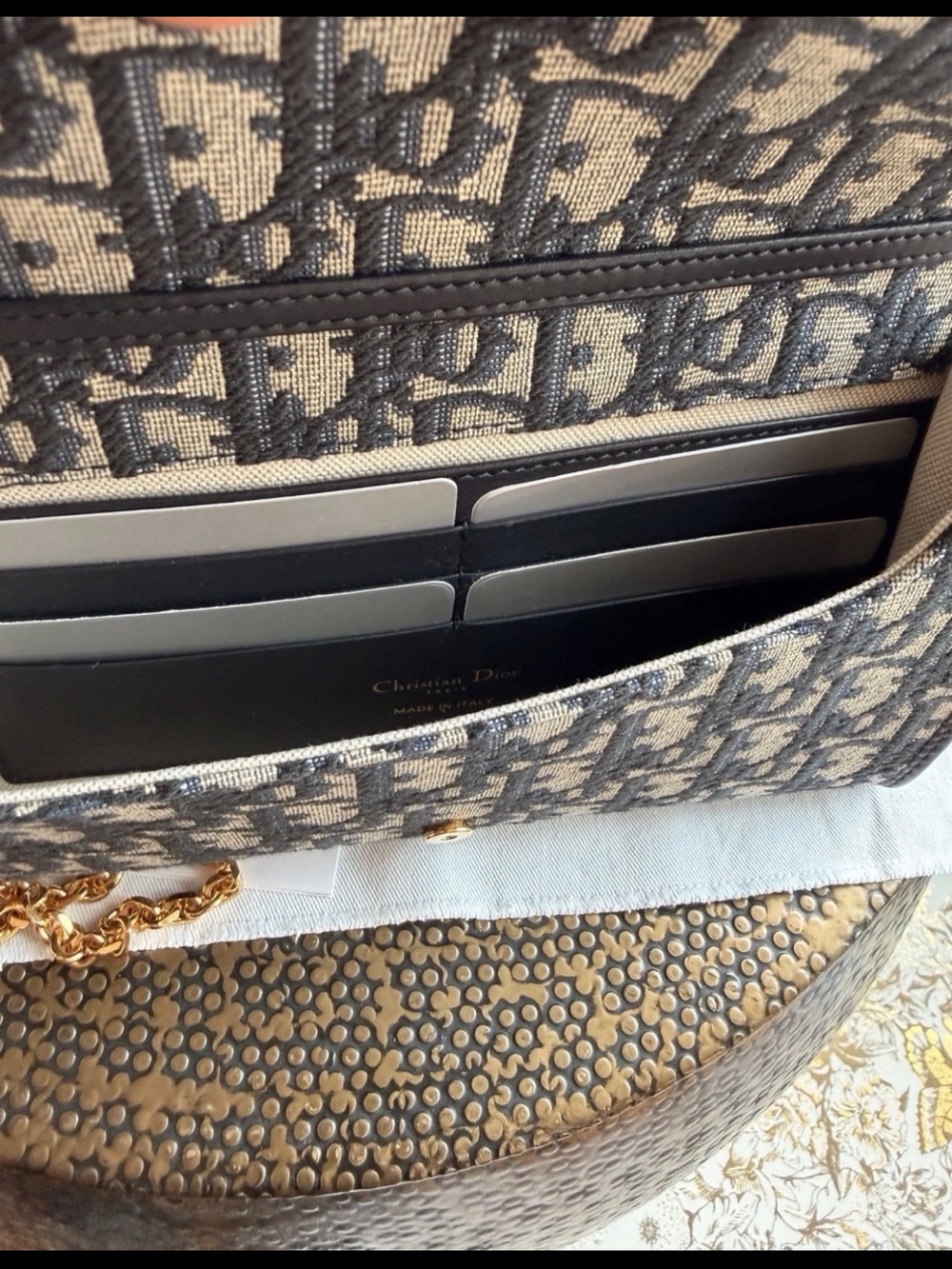 Dior Oblique Monogram Navy/Beige Crossbody with Gold Hardware - Picture 9 of 11